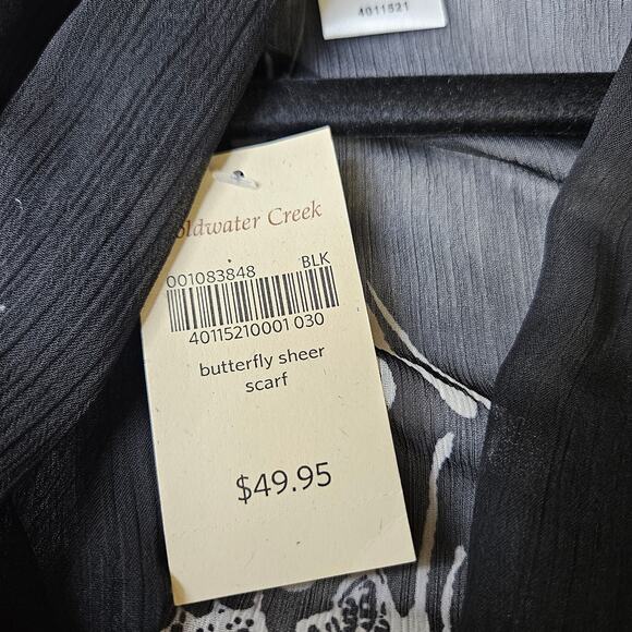 Coldwater Creek Butterfly Sheer Scarf Black White Vest One Size Fall NWT $49.95 - Picture 12 of 15